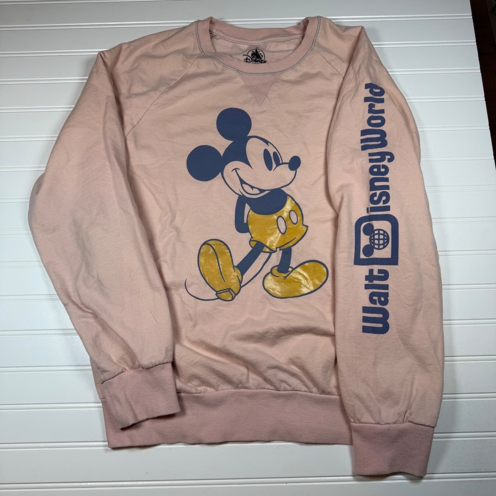 Disney Parks Mickey Mouse Walt Disney World Pink Sweatshirt Womens Medium WDW